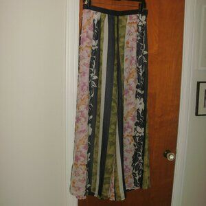Vintage Judy Hornby Silky Floral Print Palazzo Pants Side Zip Fully Lined Italy
